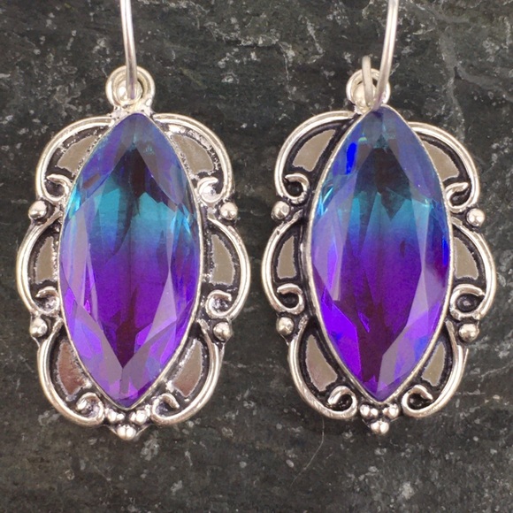 Sim Bi Color Tourmaline Hook Dangle Earrings - Picture 8 of 8